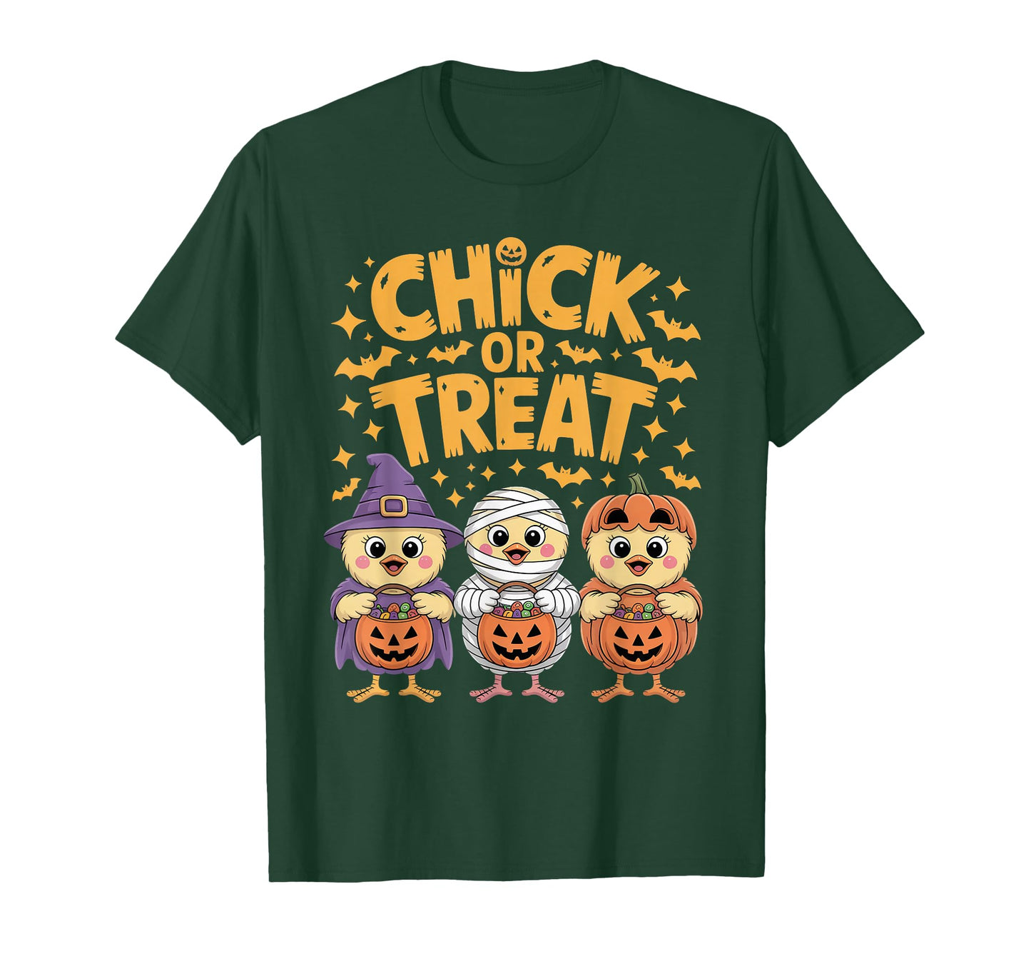 Chick or Treat Halloween Kids Costume Spooky Witch Chicken T-Shirt