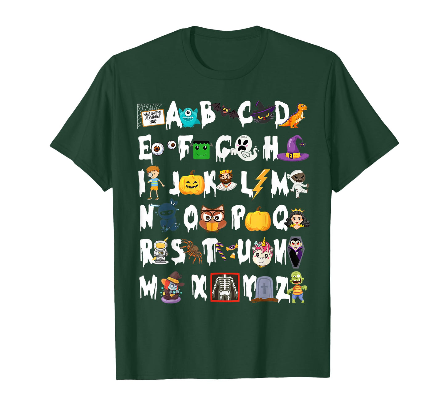 ABCs Learning Kindergarten Teacher Funny Halloween Alphabet T-Shirt