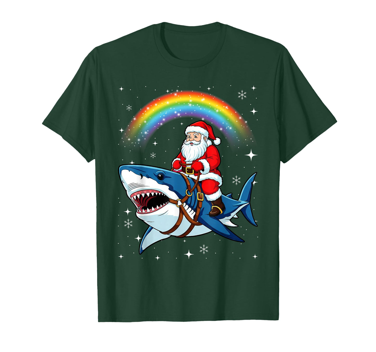 Santa Claus Riding Shark Christmas Boys Merry Sharkmas Xmas T-Shirt