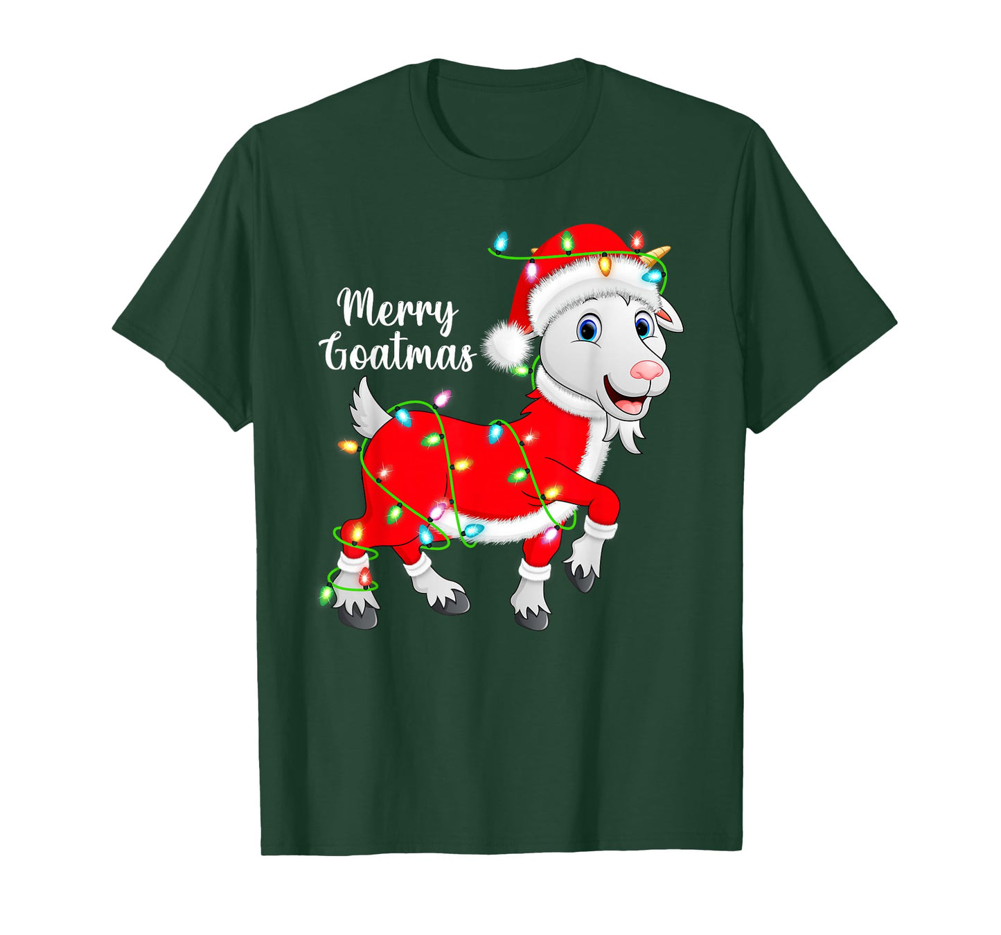 Goat Xmas Lights Funny Santa Costume Goat Christmas T-Shirt