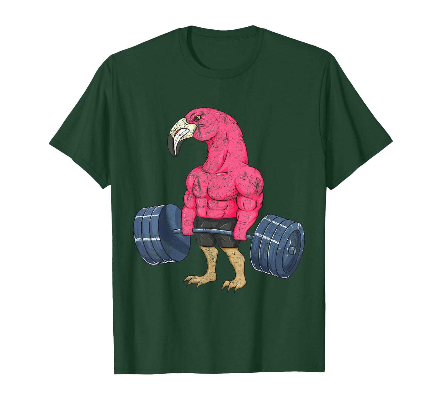 Vintage Flamingo Weightlifting Bodybuilder Muscle Fitness T-Shirt