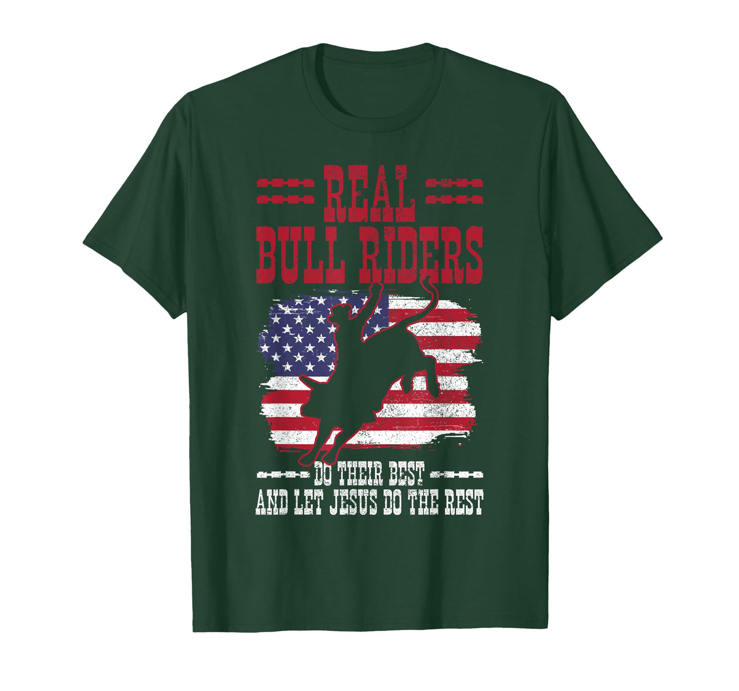 Bull Riding American Flag Rodeo Patriotic Christian Rider T-Shirt