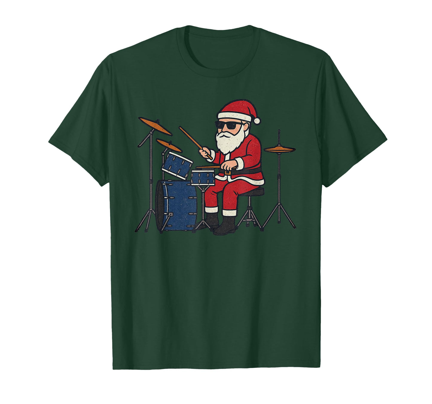 Santa Playing Drums Christmas Vintage Drummer Xmas T-Shirt