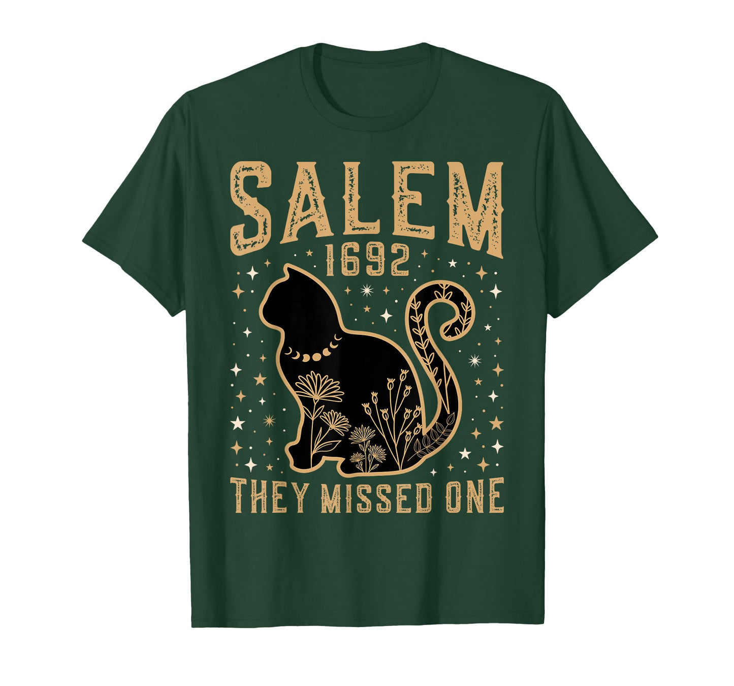 Salem 1692 They Missed One Salem Witch Trial Moon Cat Lady T-Shirt