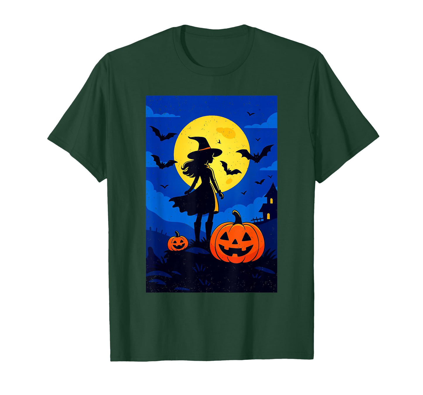 Witch Pumpkin Bats Moon Halloween Scary Gothic Spooky Season T-Shirt