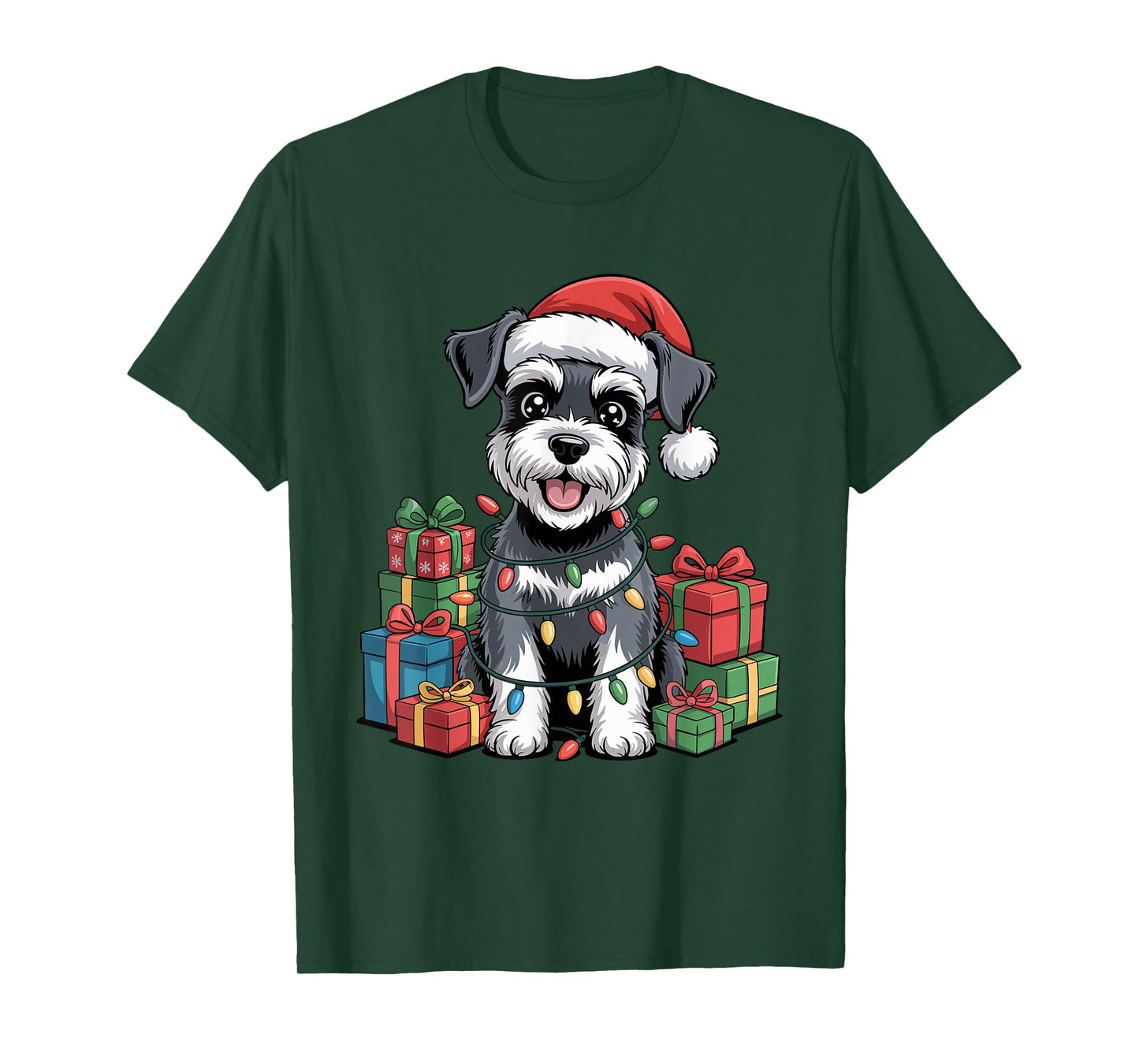Cute Miniature Schnauzer Christmas Funny Dog Lover Holiday T-Shirt