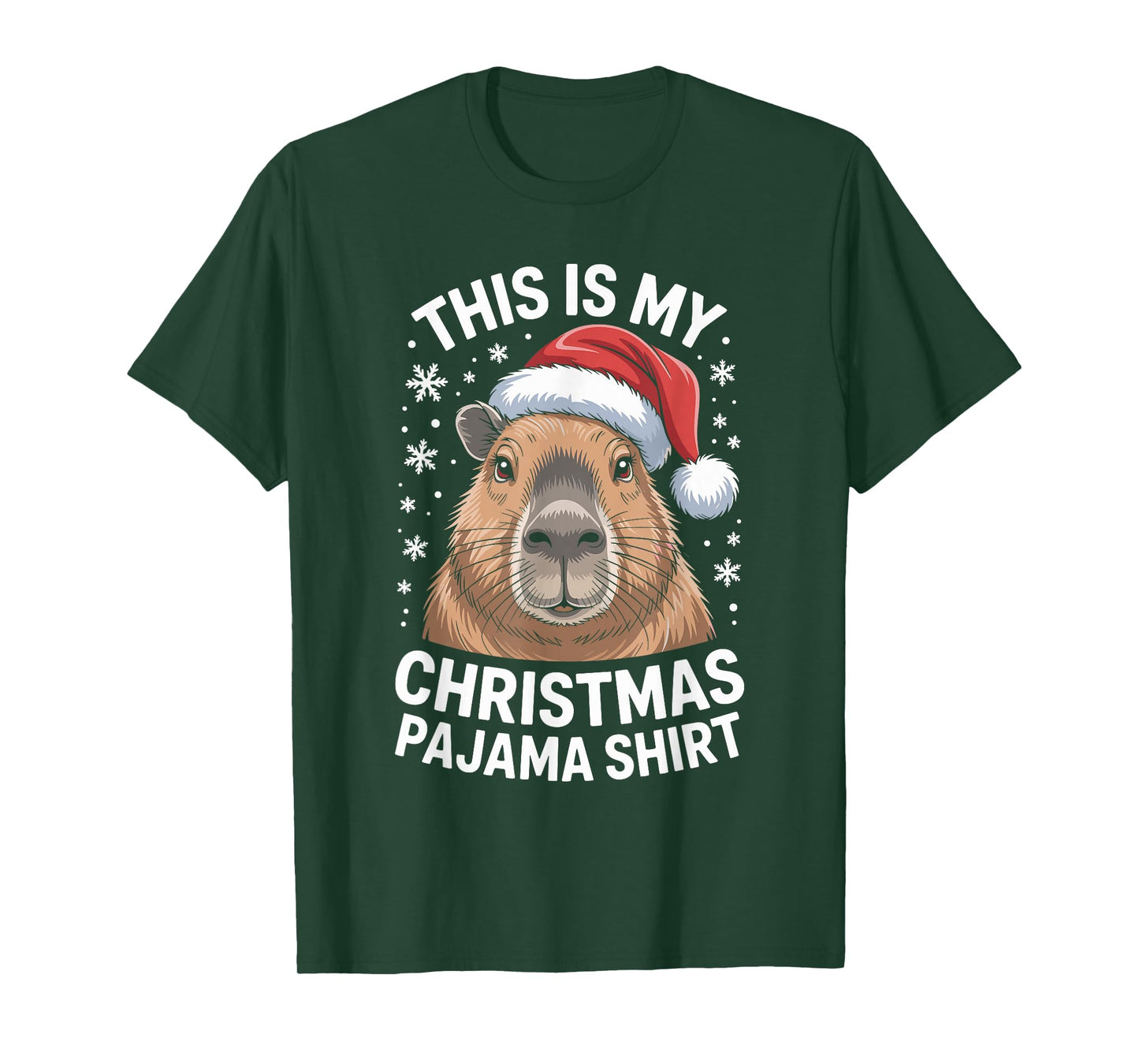 Funny Capybara Pajama Santa Hat Christmas Xmas T-Shirt