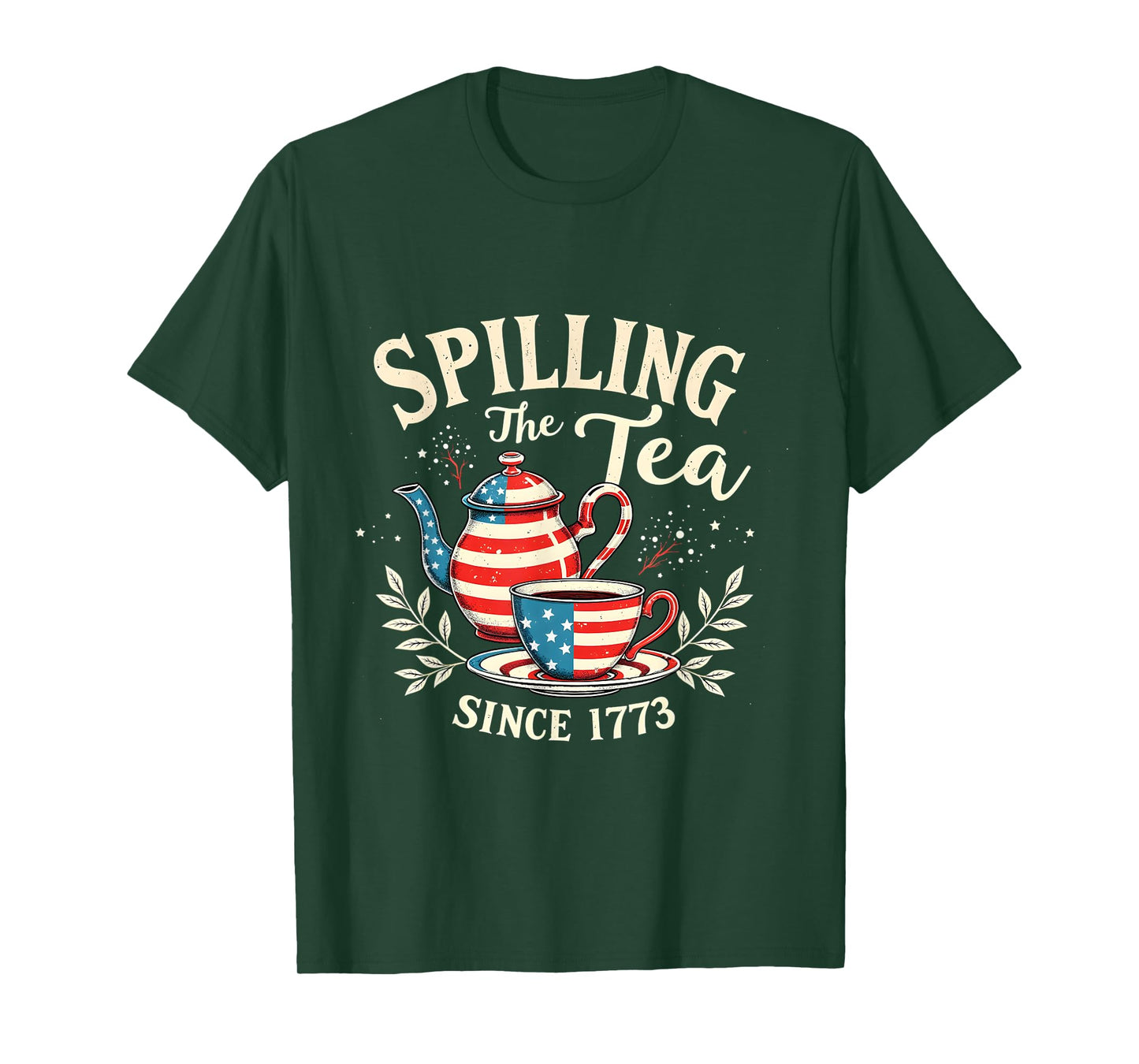 Spilling the Tea Since 1773 Patriotic Retro USA Design T-Shirt