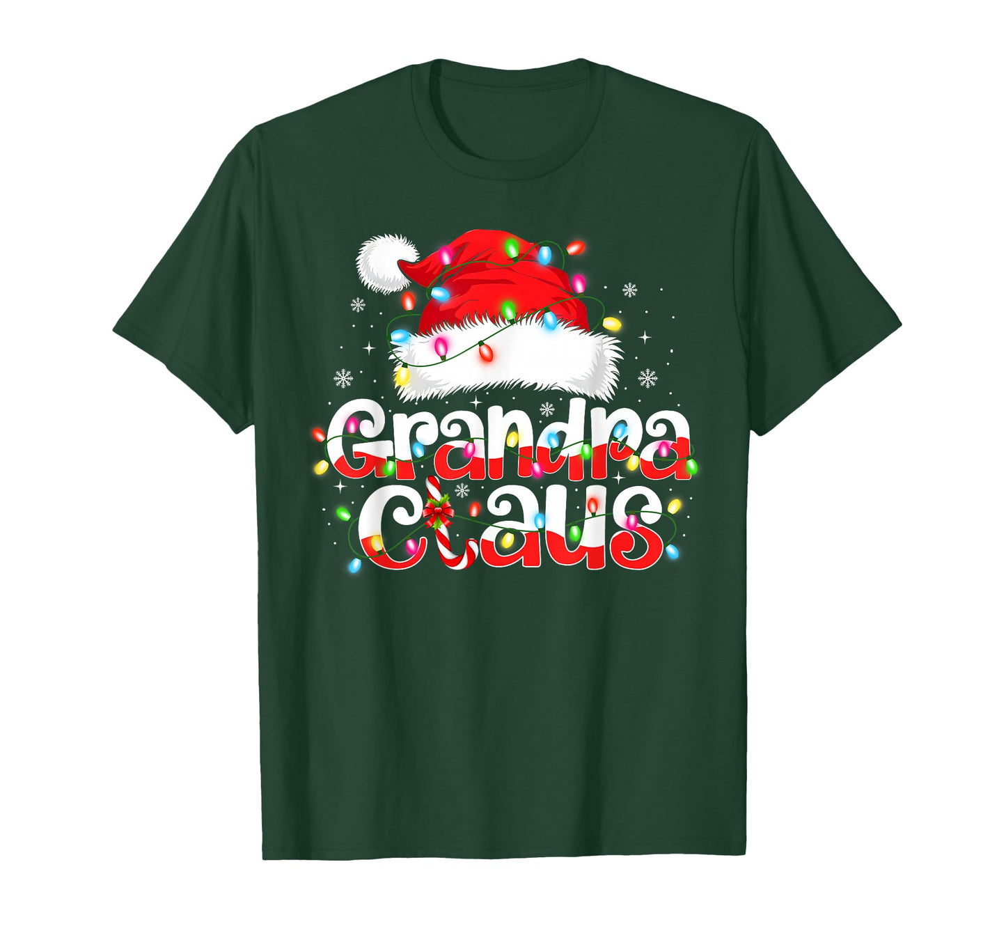 Grandpa Claus Shirt Christmas Lights Pajama Family Matching T-Shirt