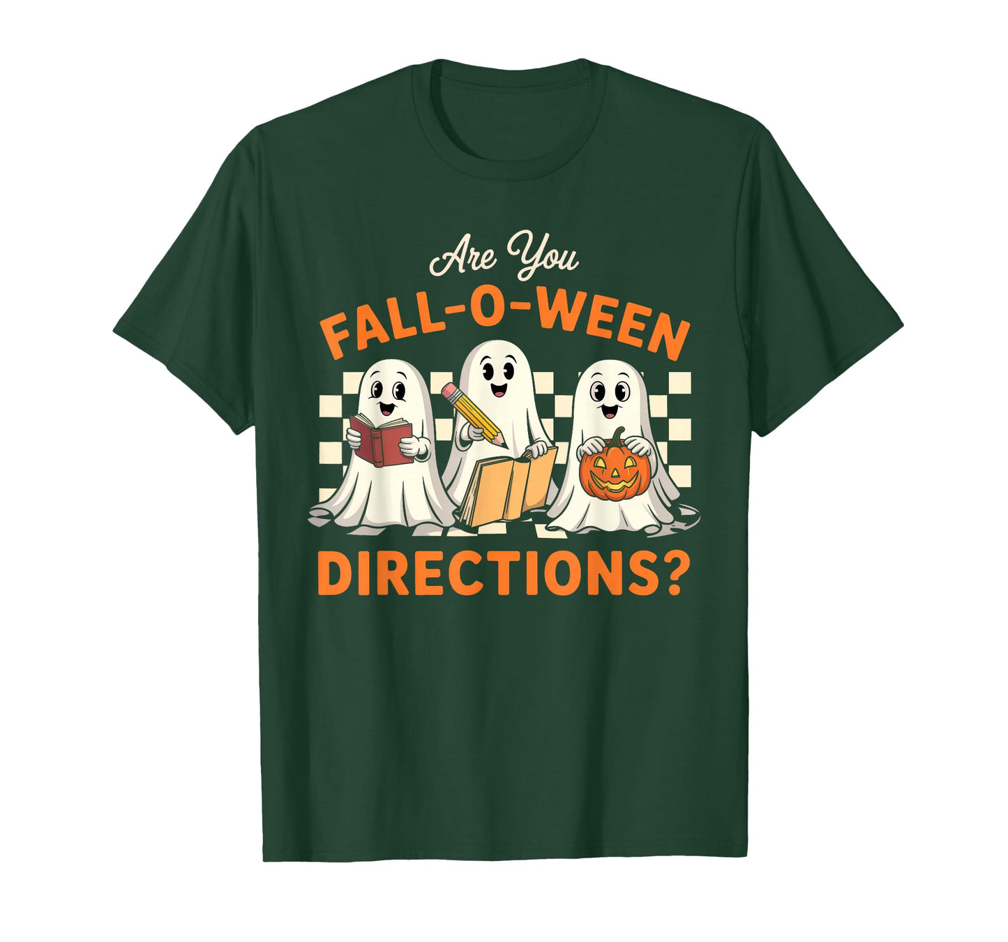 Retro are You Fall O Ween Directions Teacher Halloween Ghost T-Shirt