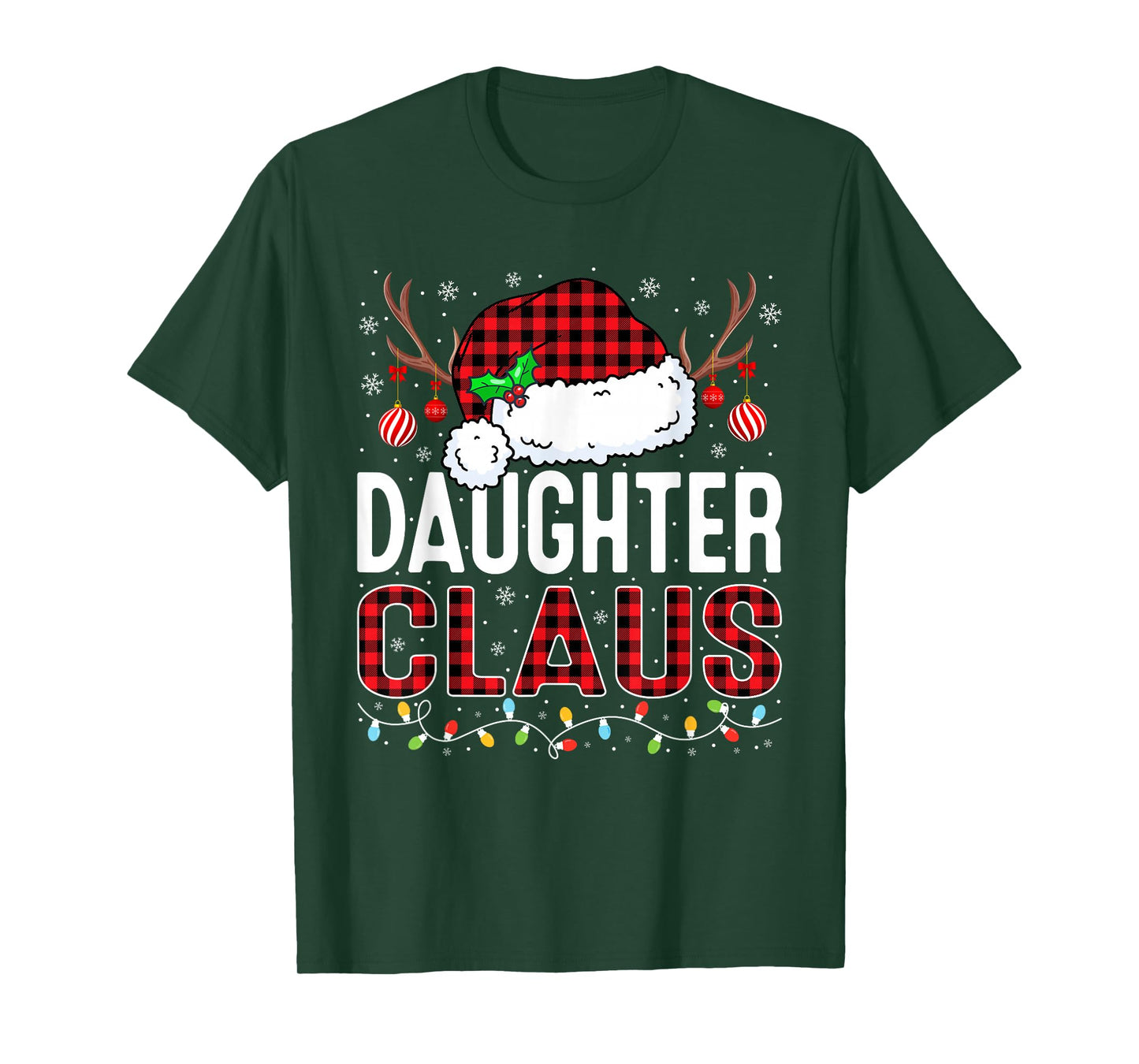 Christmas Lights Daughter Claus Family Matching Xmas Pajama T-Shirt