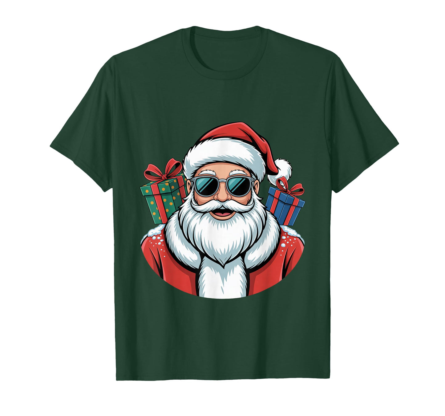 Cool Santa with Shades and Gifts Christmas Vibe T-Shirt
