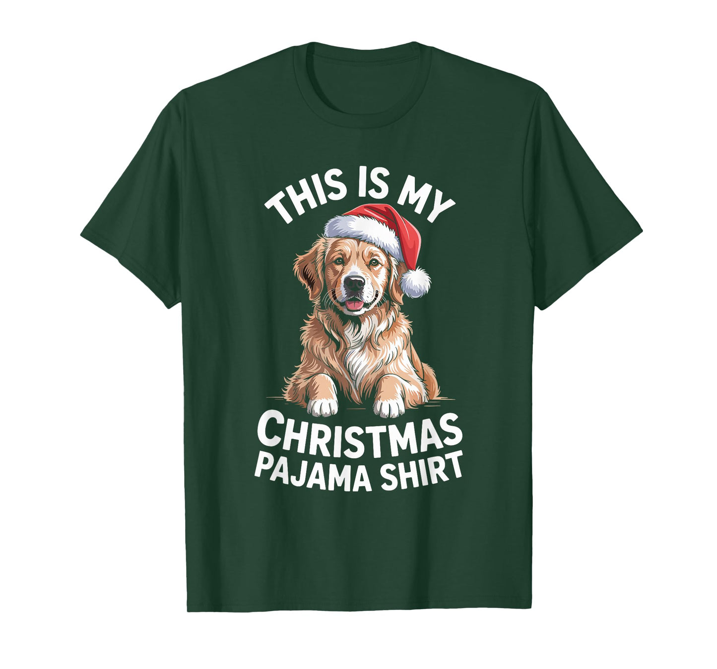Golden Retriever Dog Santa Hat Christmas Pajama Men Women T-Shirt