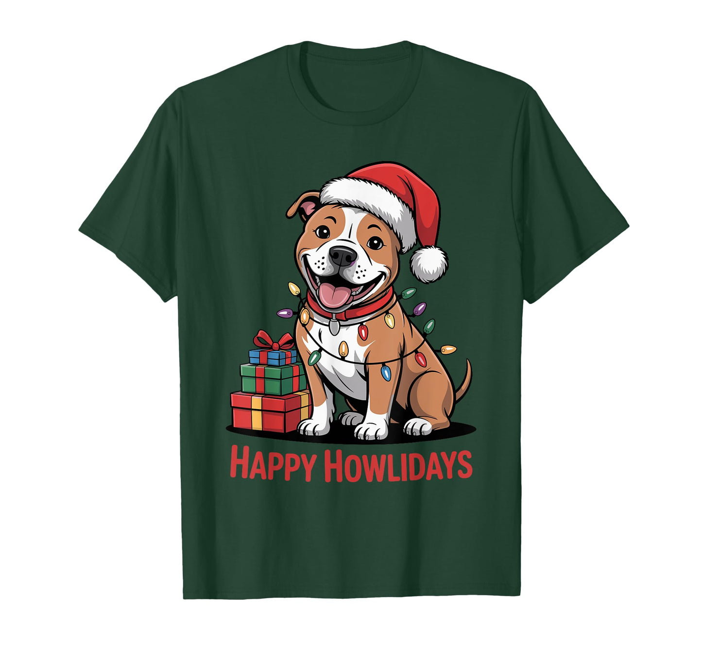 Cute Pitbull Christmas Design Funny Pittie Dog Lover Holiday T-Shirt