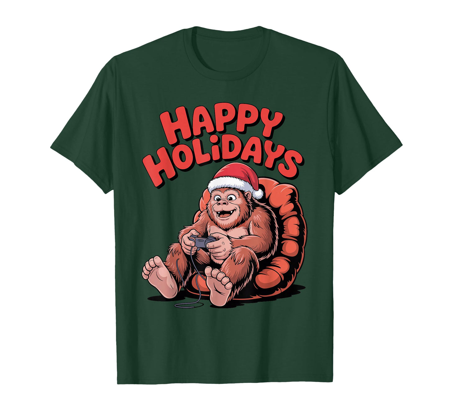 Bigfoot Gaming Christmas Funny Sasquatch Video Gamer Holiday T-Shirt