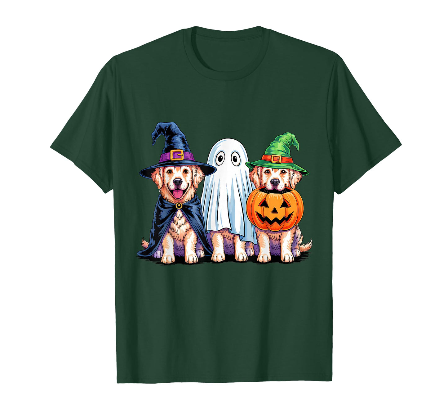 Golden Retriever Halloween Funny Dog Lover Pumpkin Witch T-Shirt