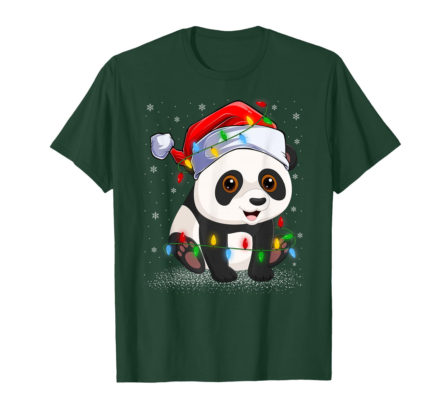 Panda Christmas Lights Sweater Santa Hat Panda Xmas T-Shirt