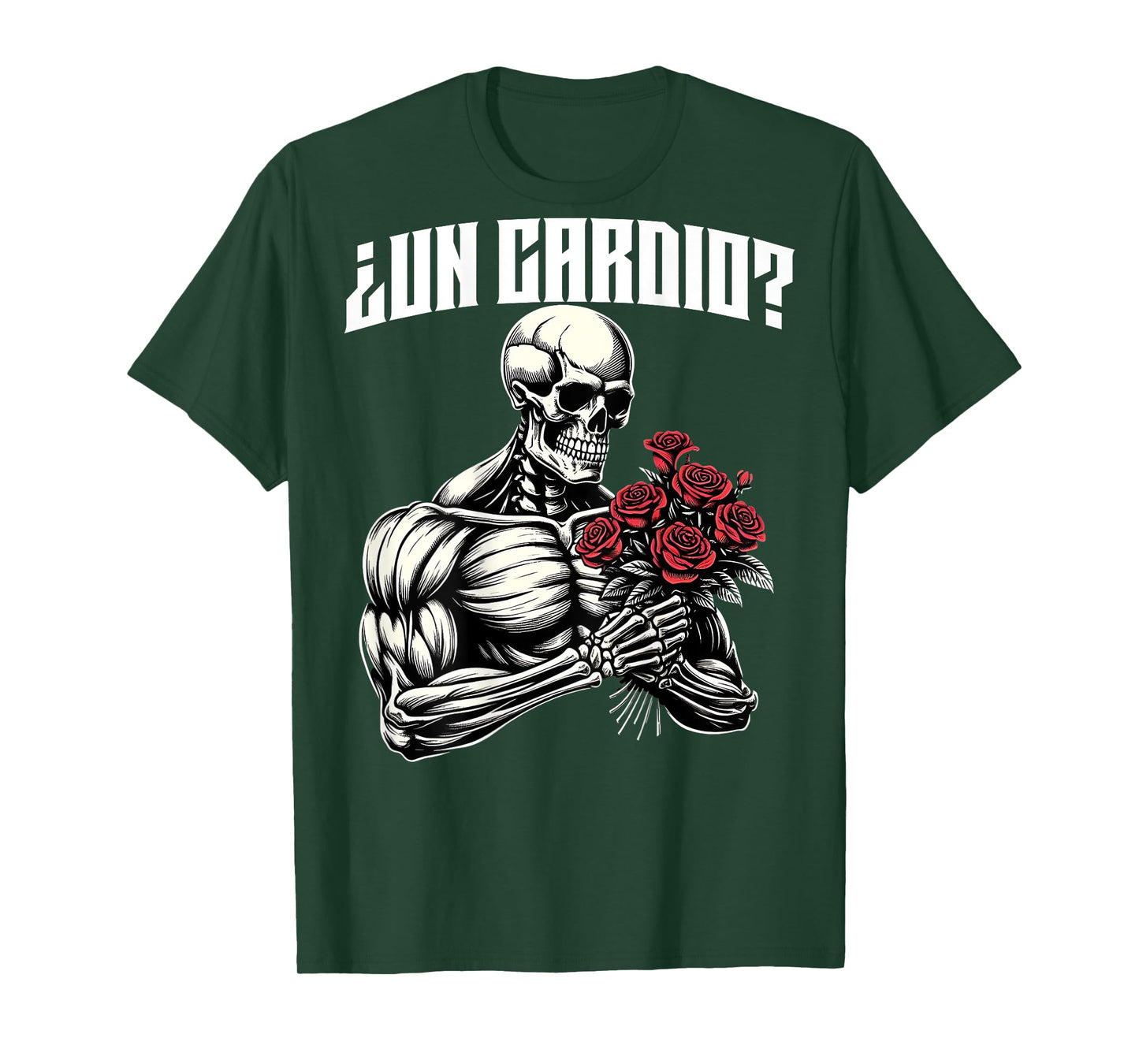 Un cardio? Espalda. Calaca con flores rosas, calacas gym T-Shirt