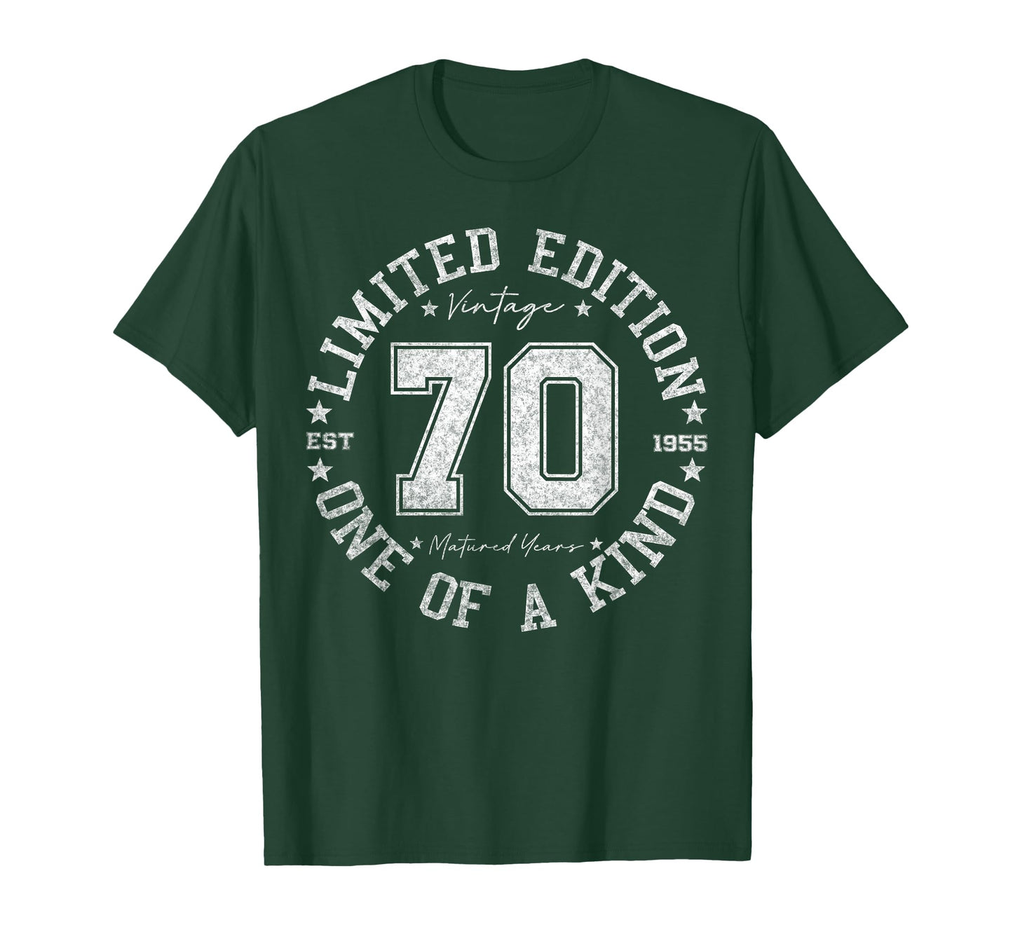 Retro One Of a Kind Shirts For Men Women 2025 70th Birthday T-Shirt, Unisex-Adult, Short Sleeve, Black, Small, Vintage, Number, Cotton Blend, Machine Wash, T-Shirt
