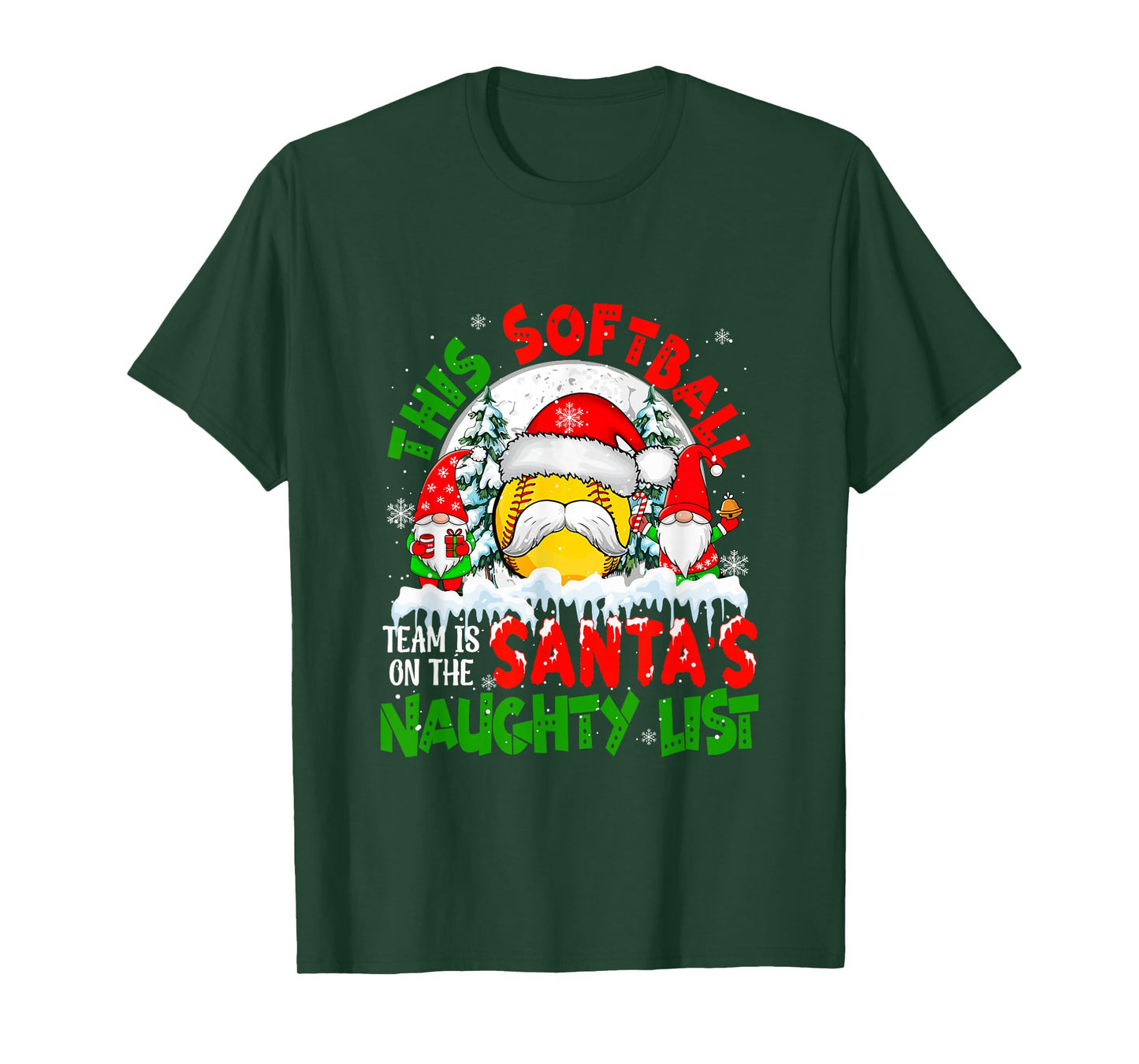 Softball Team is On Santa's Xmas Naughty List Funny Players T-Shirt