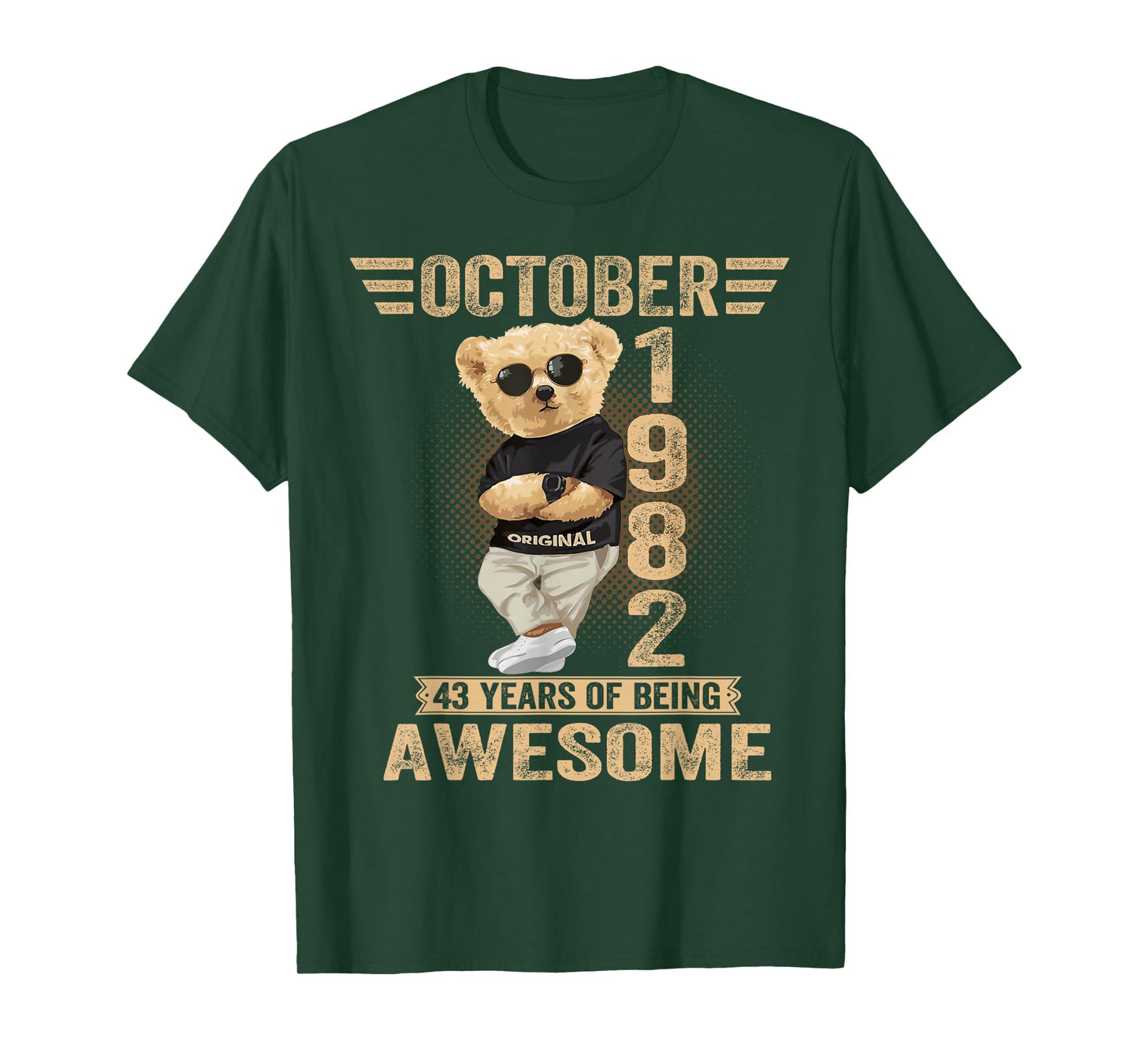 October 43rd Birthday Men Women 1982 Awesome Teddy Bear T-Shirt