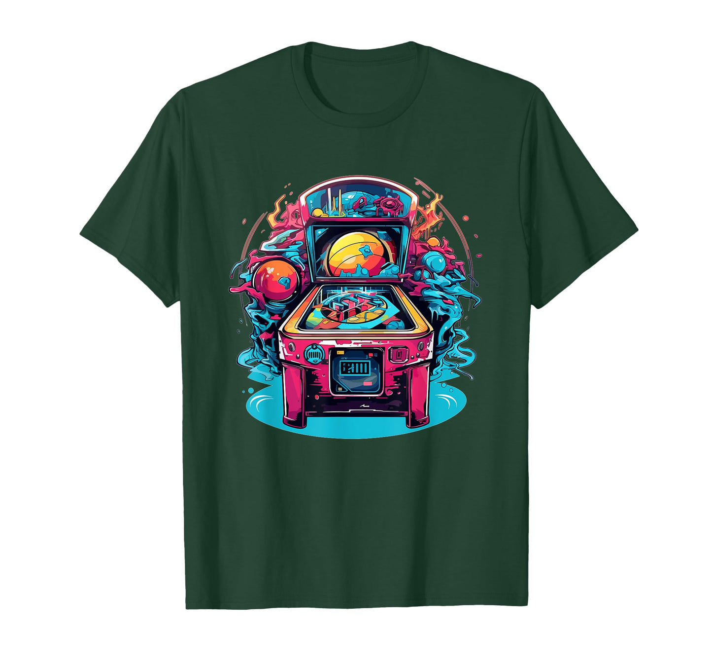 Vibrant Cosmic Pinball Machine Adventure T-Shirt