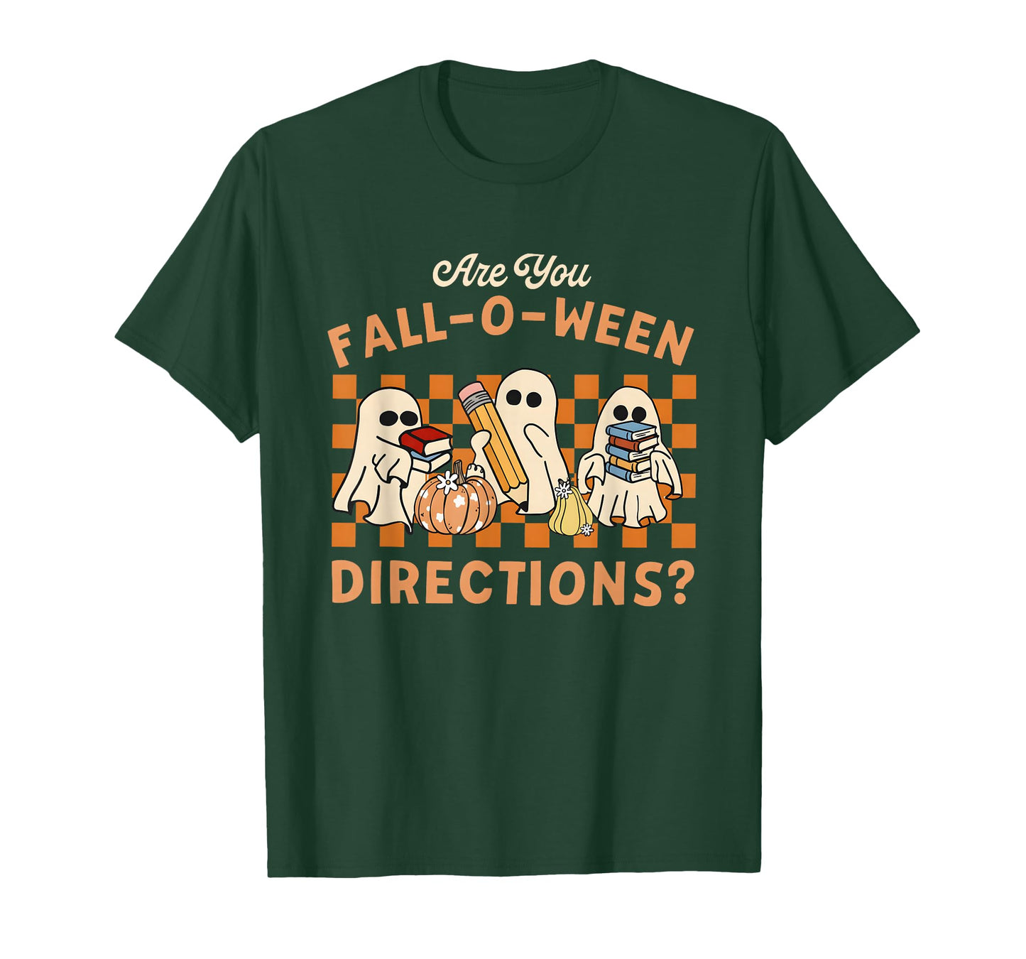 Retro are You Fall O Ween Directions Teacher Halloween Ghost T-Shirt