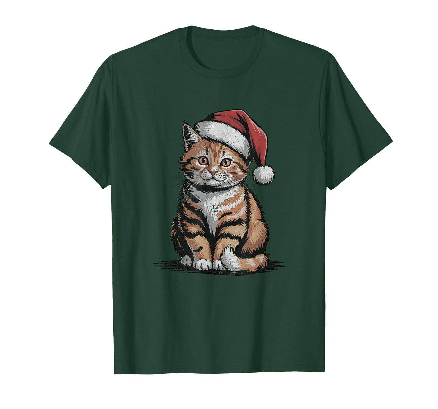Cat Santa Hat Christmas Animal Pet Lovers Vintage Holiday T-Shirt
