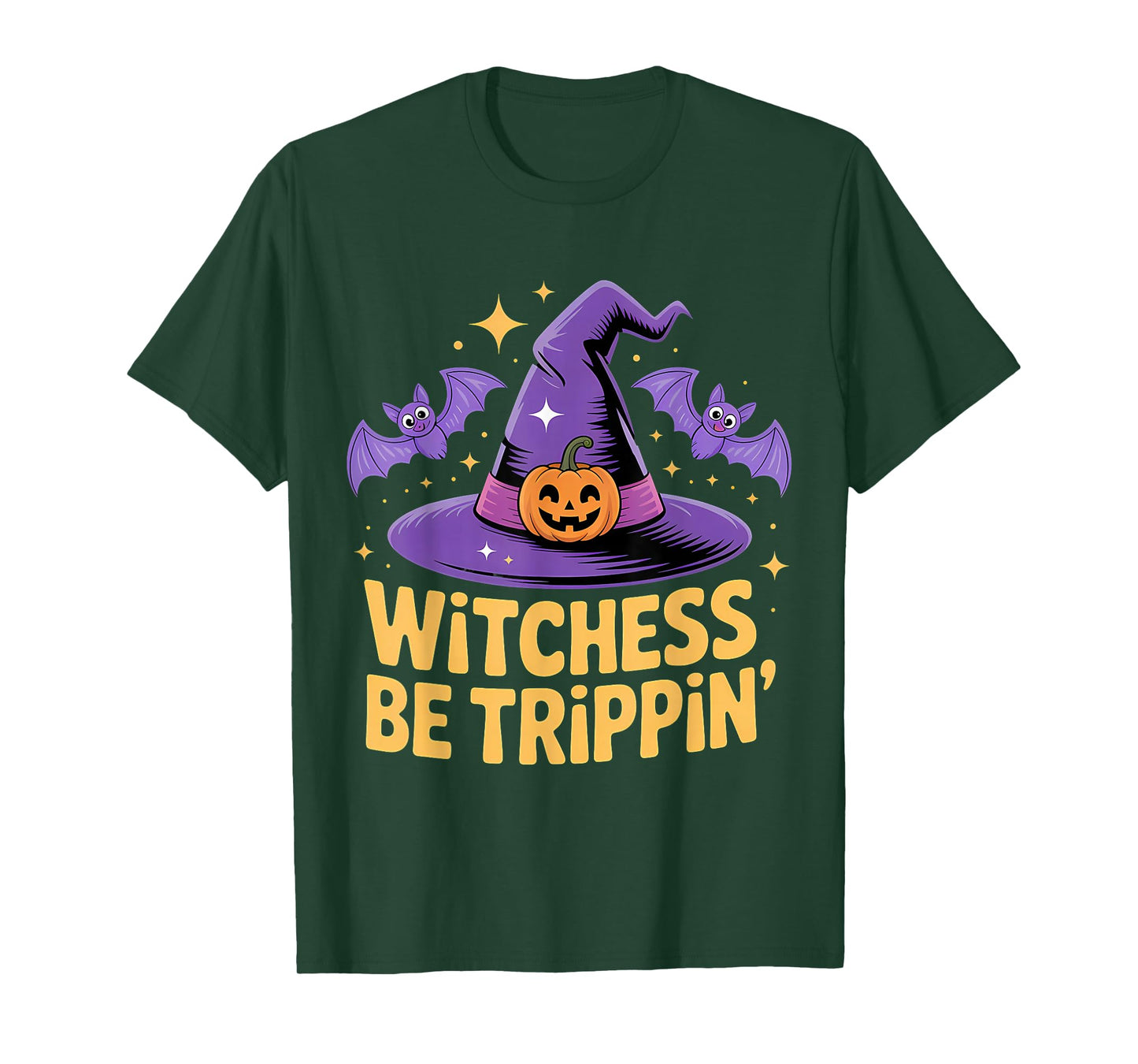 Witchess Be Trippin' Bats Pumpkin Fun T-Shirt