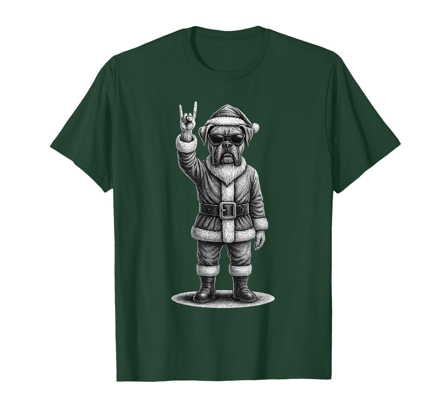 Boxer Dog Rock Music Christmas Dog Lover T-Shirt