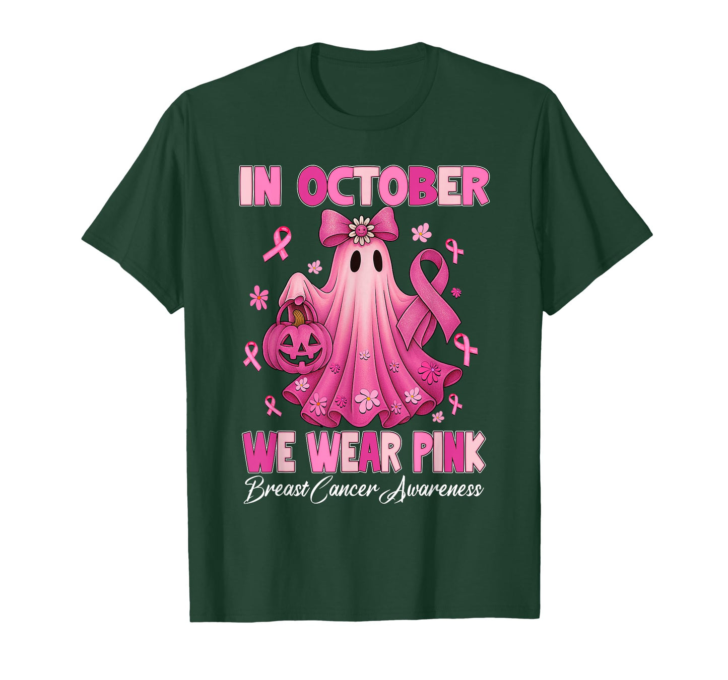 Breast Cancer Women Halloween in October We Wear Pink T-Shirt
