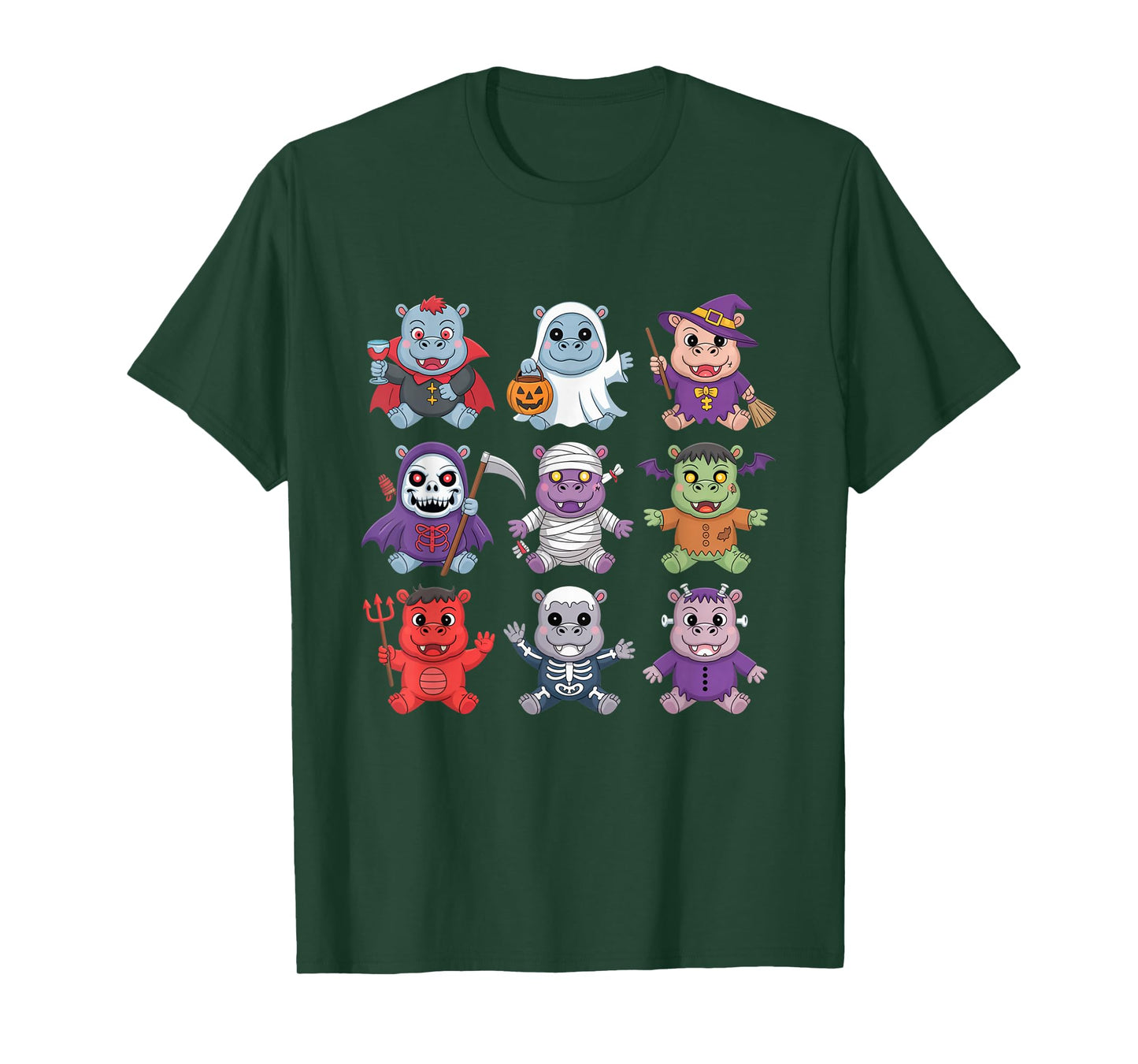 Hippo Ghost Witch Zombie Mummy Halloween Costume T-Shirt