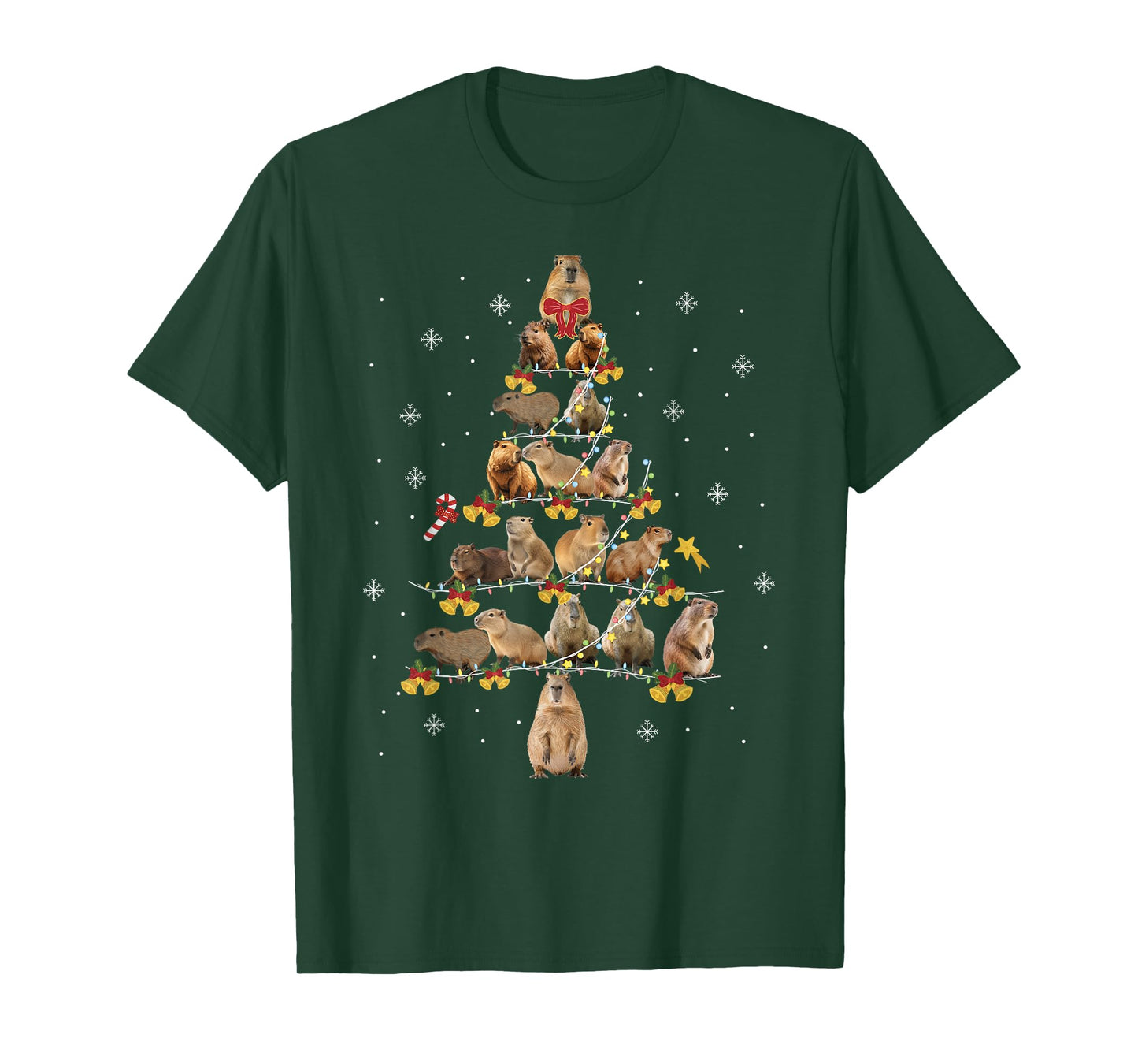 Capybara Christmas Tree Cute Capybara Holiday Decor Matching T-Shirt