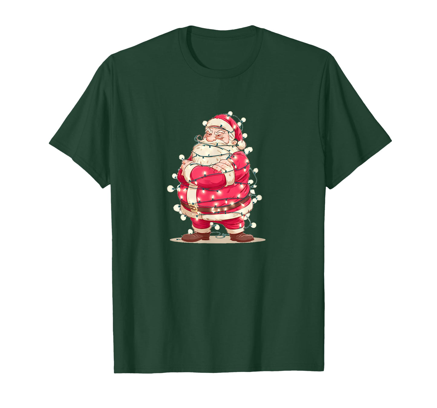 Funny Santa with Fairy Christmas Lights Costume T-Shirt