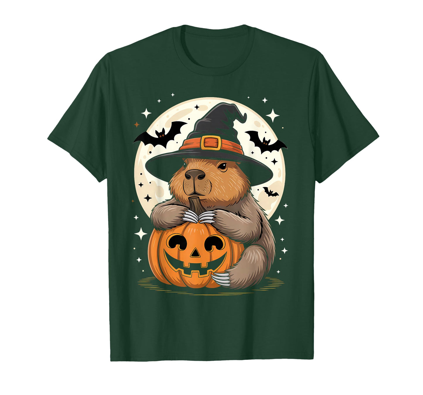 Halloween Capybara Witch Hat Pumpkin Spooky T-Shirt