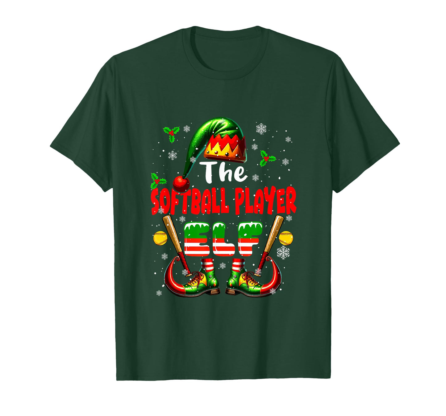 The Softball Player Elf Christmas Job Team Matching Parties T-Shirt