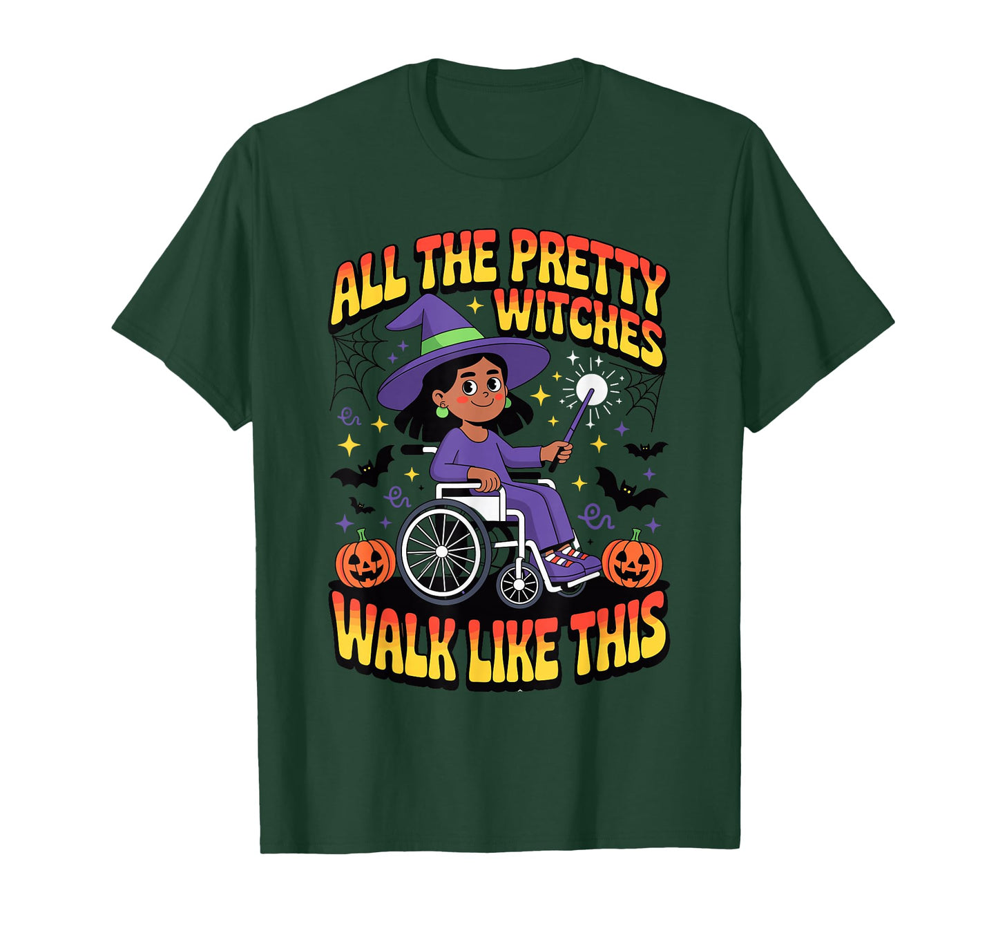 Wheelchair Costume Girl Halloween Handicap Joke Witch Hat Pr T-Shirt