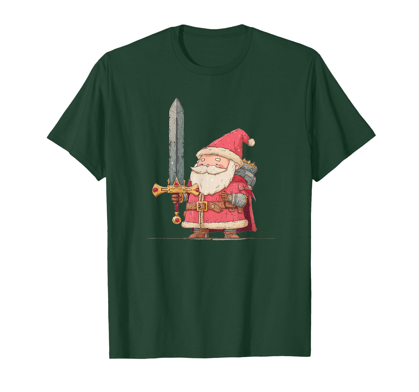 Cool Santa with Medieval Sword Costume for Boys and Girls T-Shirt