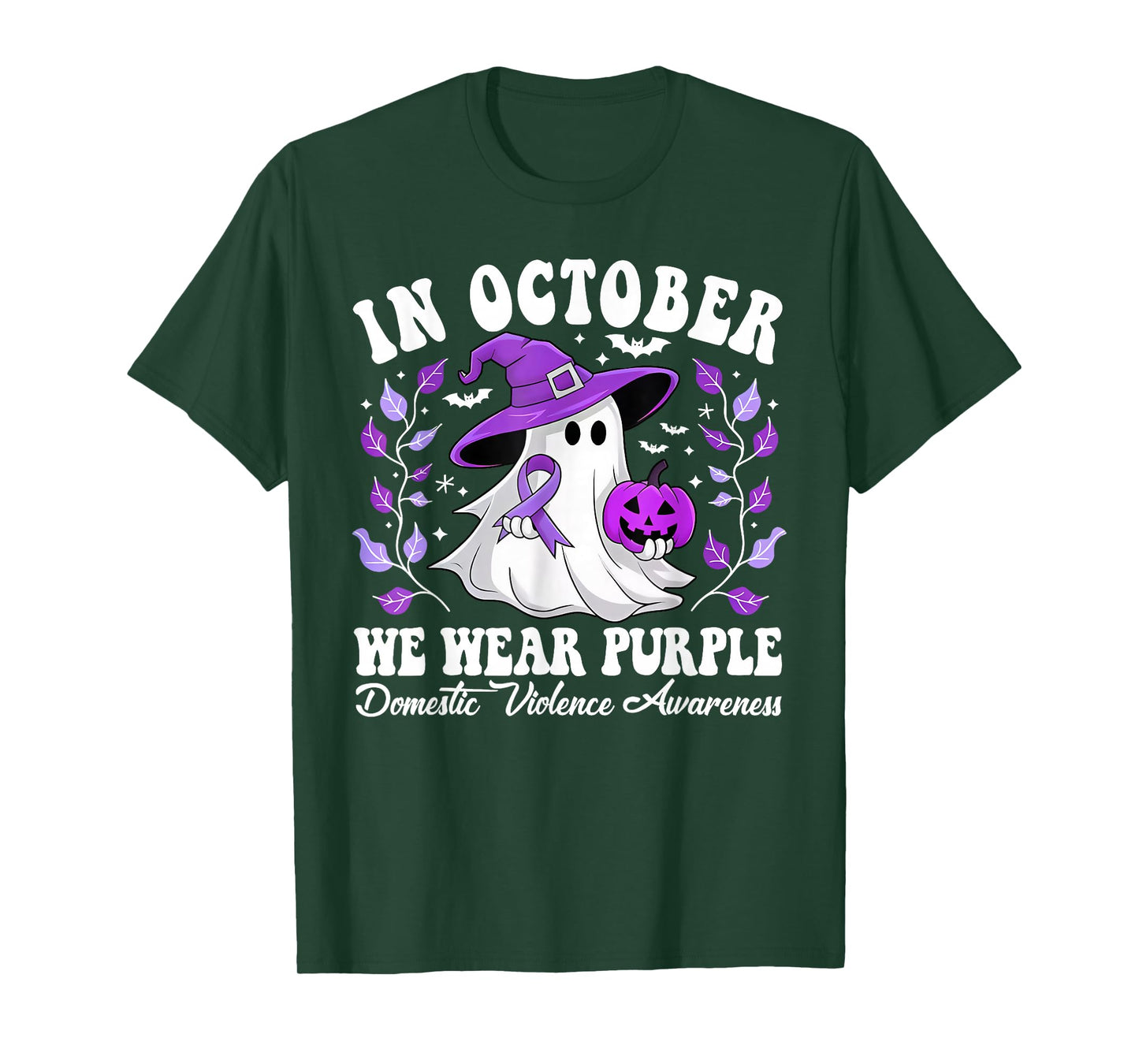 in October We Wear Purple Ghost Domestic Violence Awareness T-Shirt