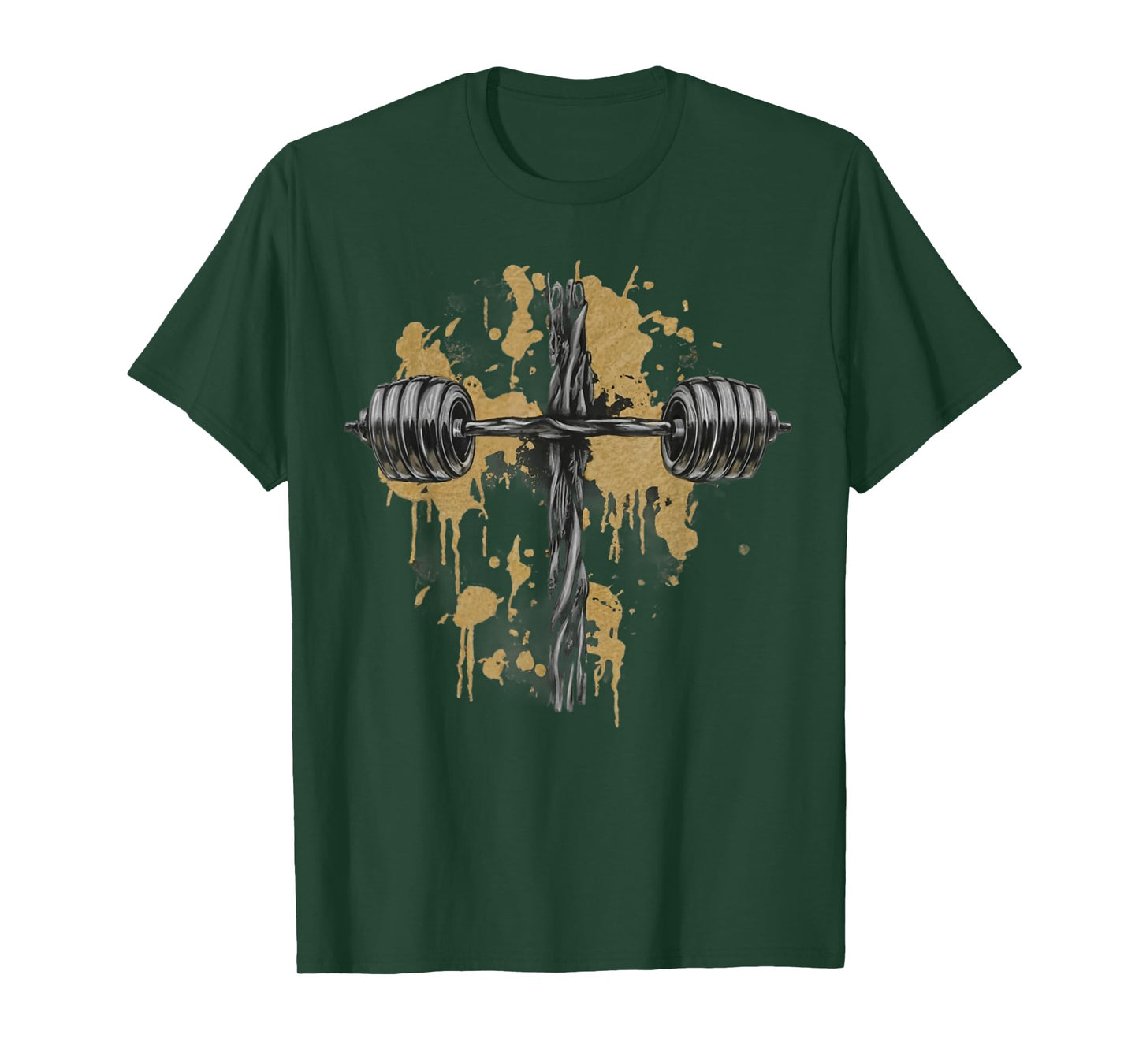 Barbell Cross Funny Christian Gym Jesus Weight Lifting God T-Shirt, Small, Black