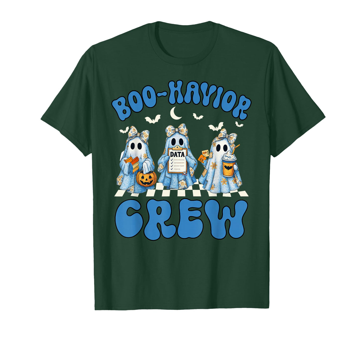 Groovy Boo Havior Crew Behavior Analyst Halloween Blue Denim T-Shirt