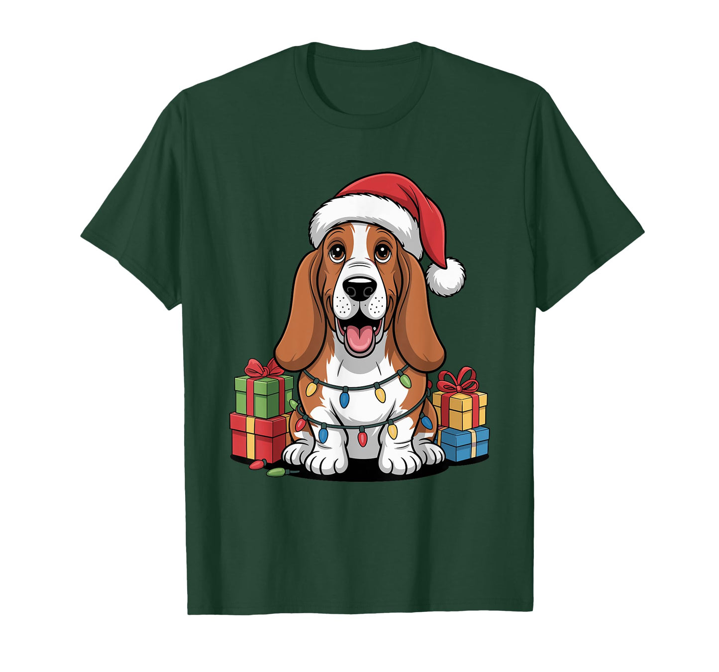 Cute Basset Hound Christmas Funny Basshole Dog Lover Holiday T-Shirt