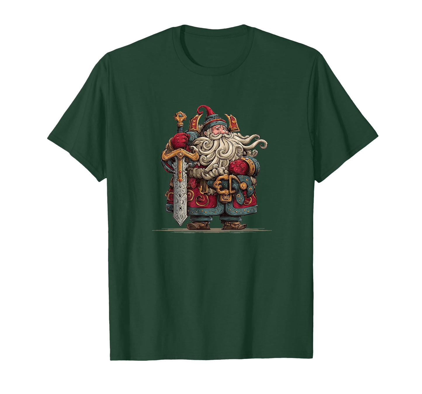 Amazing Medieval Sword with Xmas Santa Costume T-Shirt