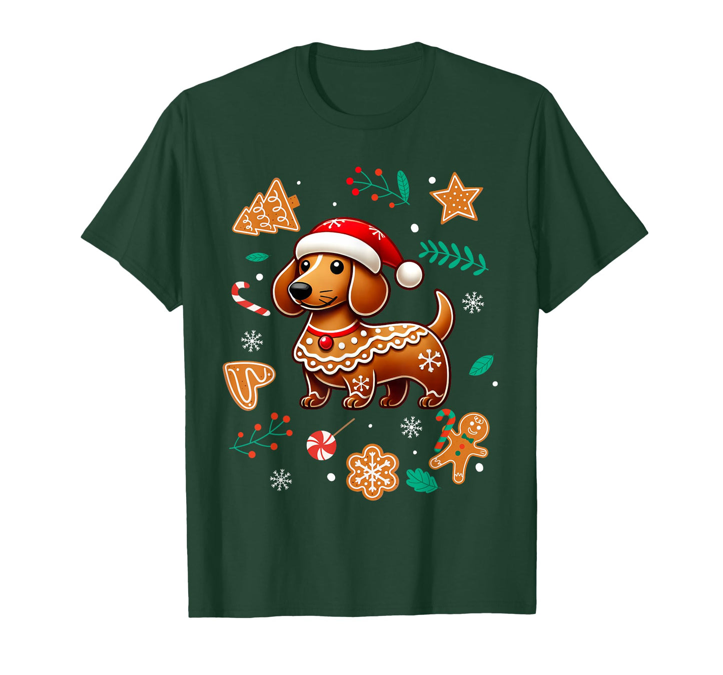 Gingerbread Weiner Dog Lover Dachshund Christmas Cookie T-Shirt