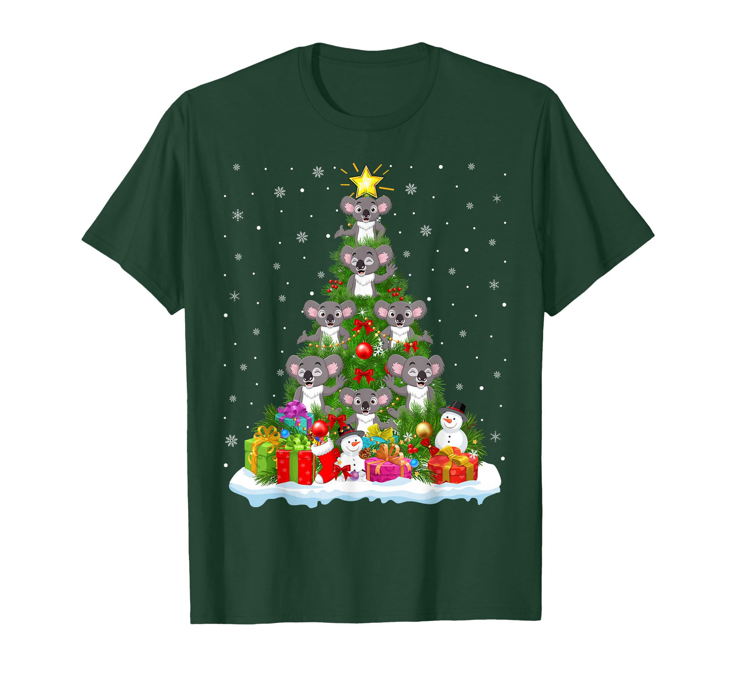 Koala Christmas Tree Holiday Decor Funny Xmas Lights T-Shirt