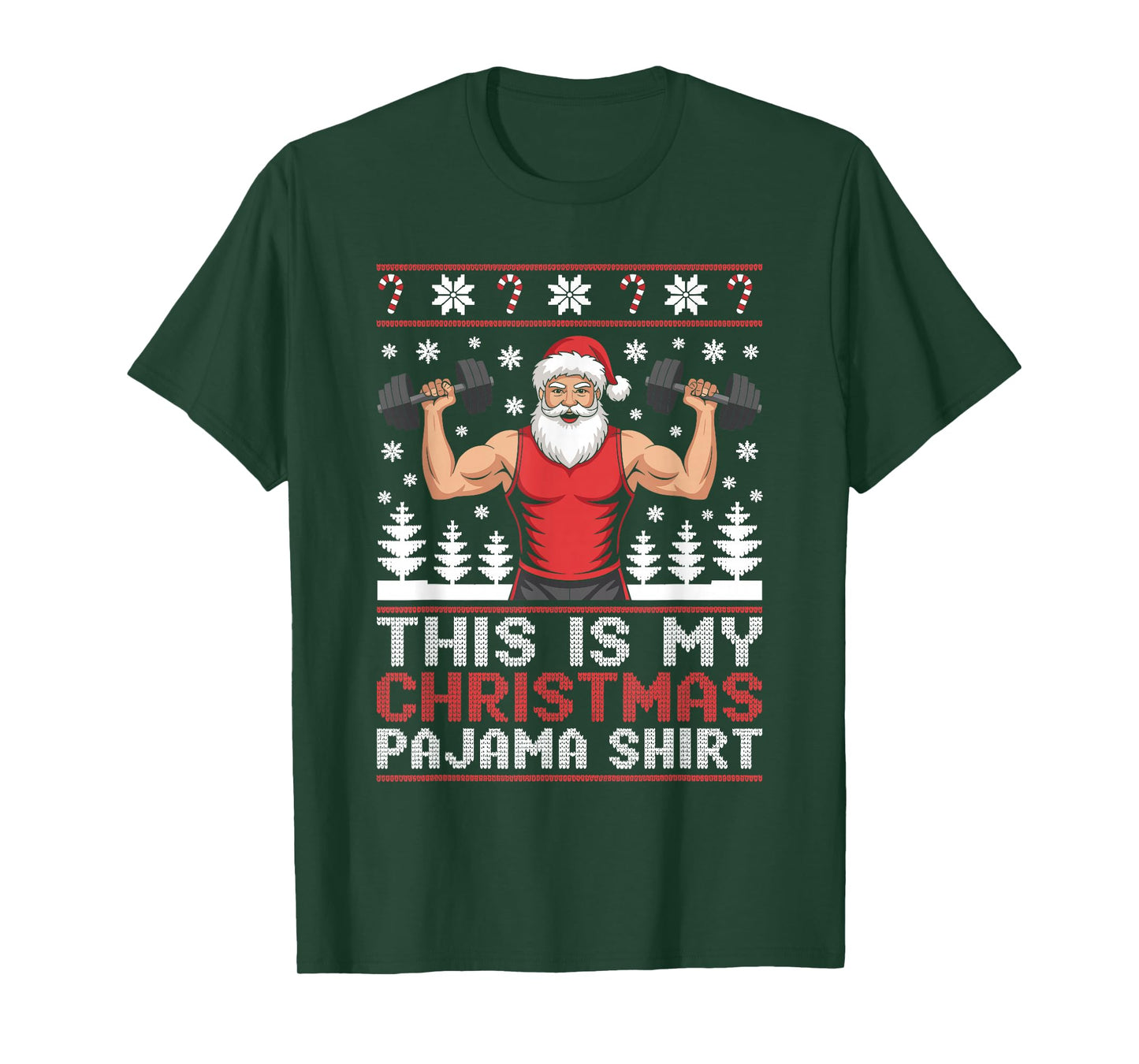 Santa Weightlifting Ugly Christmas Sweater Fitness Deadlift T-Shirt