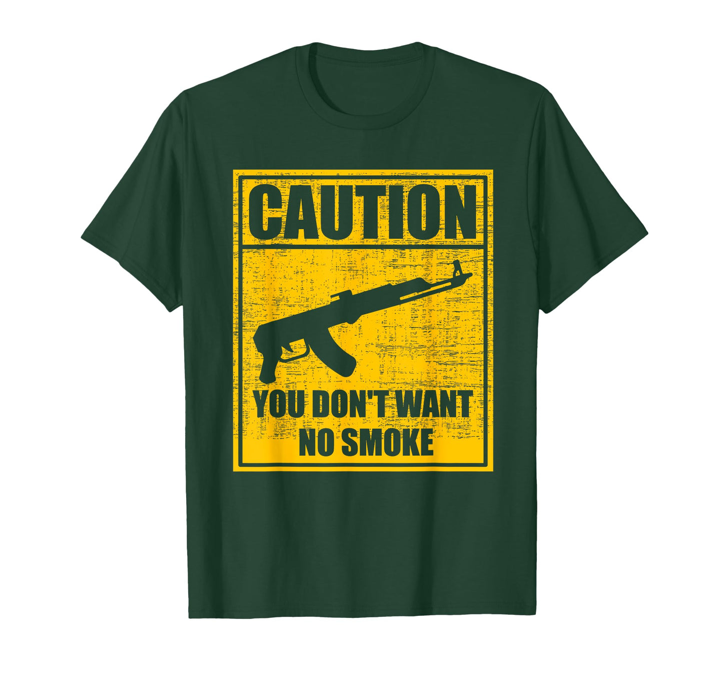Caution You Don't Want No Smoke Mini Draco AK-47 Rifle Gun T-Shirt
