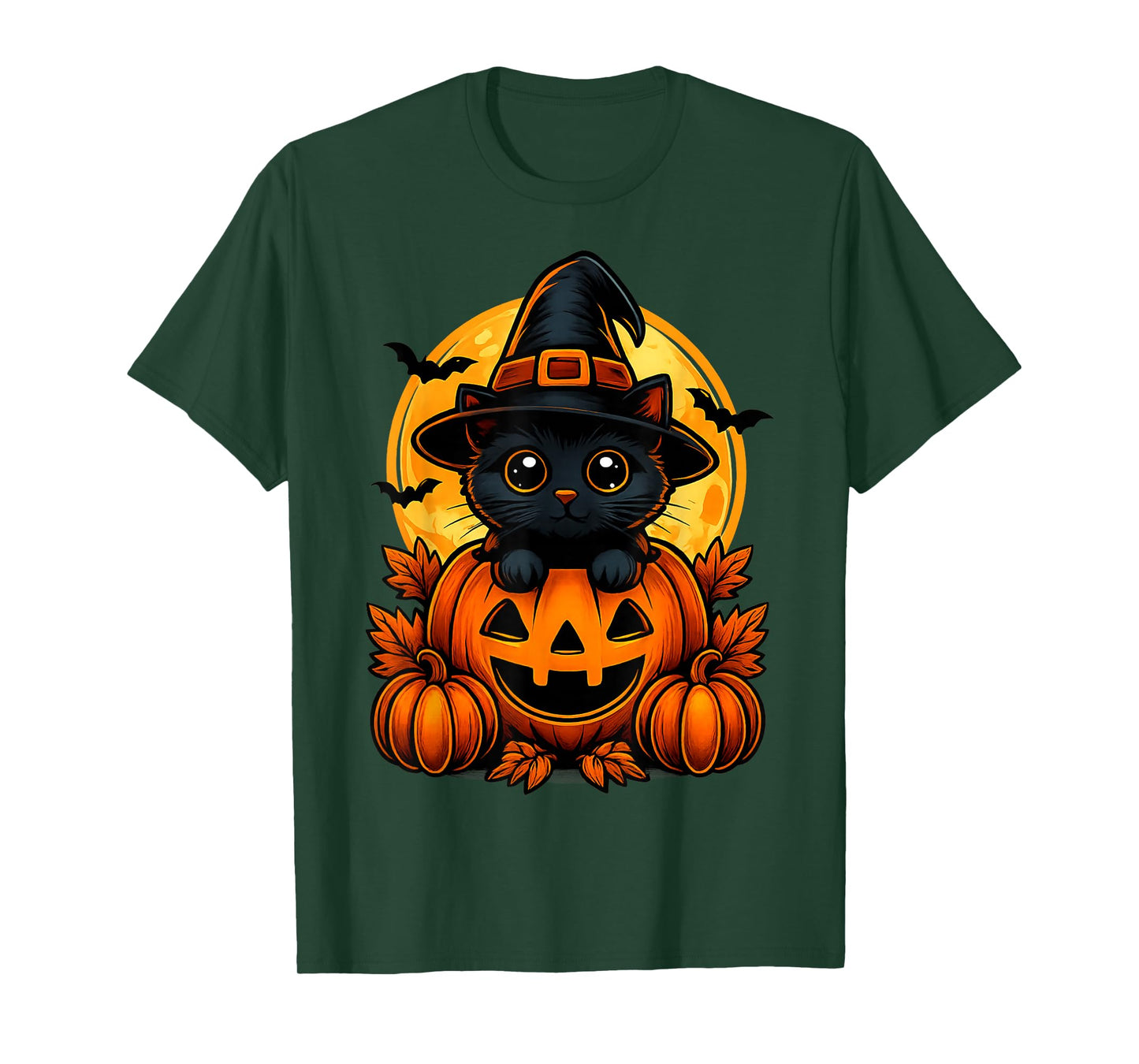 Cute Black Witch cat Pumpkin Halloween tee for pet Lovers T-Shirt