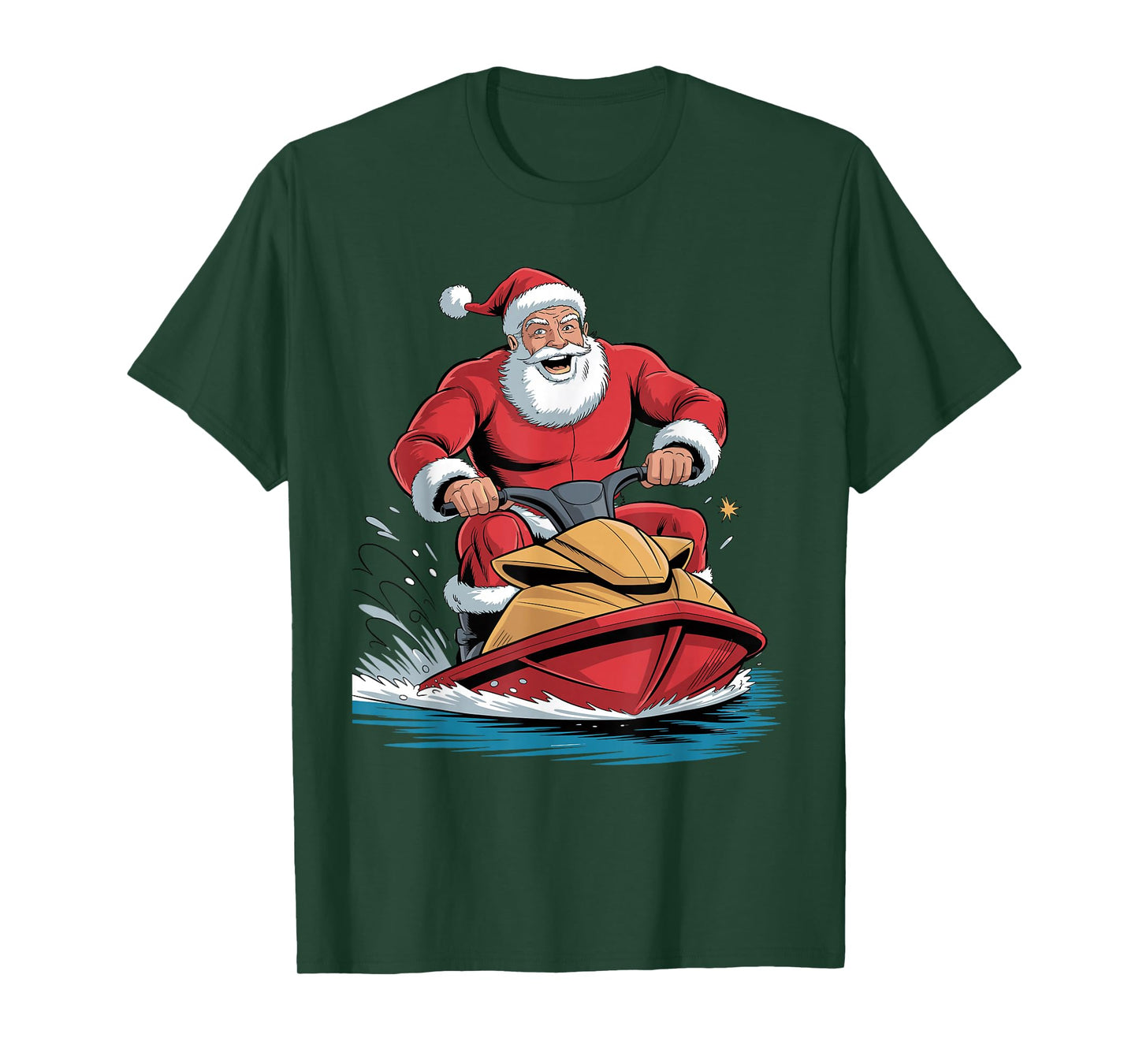 Santa Jet Skiing Funny Holiday Christmas Xmas Pajama T-Shirt