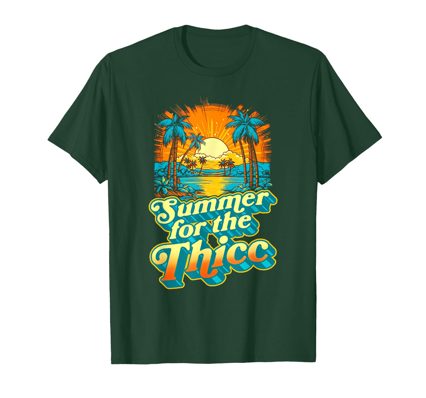 Summer For The Thicc Funny Fit2Serve 80's Beach Surf Graphic T-Shirt for Men Women Kids